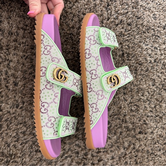 Gucci Moritz Sandals GG canvas crystal-embellished Slides - Picture 4 of 9